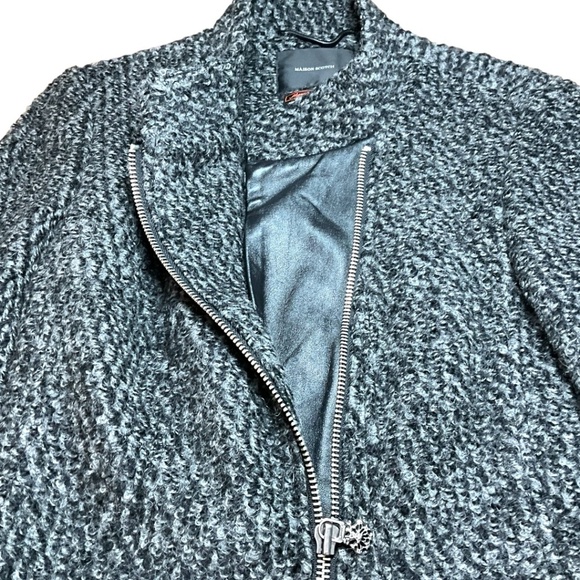 MAISON SCOTCH Wool Blend Boucle Moto Style Blazer Faux Leather Trim US Sz 2 - Picture 10 of 13